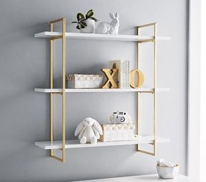 Étagères artistiques en laiton doré créées avec un savoir-faire détaillé, parfaites pour les solutions de rangement haut de gamme - Product Image 5