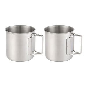 Stainless Steel Mug <b>Pot</b> Water Cup with Lid Foldable Handle 220 ml 330 ml 500 ml 660 ml Cup for Travel Picnic Hiking - Product Image 1