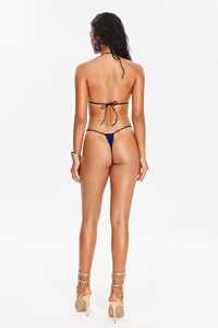 Maillot de bain bikini réversible respirant avec dentelle, strass et appliqués, motif uni, ensemble sexy 2 pièces pour la plage - Product Image 2