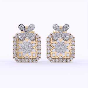 Attrayant Floral Matrix Diamant Pendentif Ensemble Avec Boucles D'oreilles Pour Elle Lab Grown Diamant Pendentif Ensemble Avec De Belles Boucles D'oreilles - Product Image 6