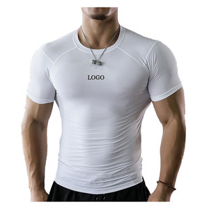 T-shirt d'entraînement à col rond pour hommes en stock Design Slim Fit avec ourlet tombant en tissu 100% coton idéal pour l'entraînement en salle de sport - Product Image 6