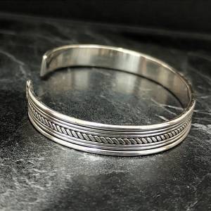 Handmade 925 Sterling <b>Silver</b> Patterned <b>Cuff</b> <b>Bracelet</b> Adjustable Men's Fashion Accessory Christmas Day Gift - Product Image 5
