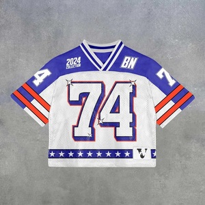 Camiseta de fútbol Y2K, Camiseta holgada de empalme americano a la moda, ropa de calle informal transpirable, camiseta de manga corta Unisex - Product Image 3