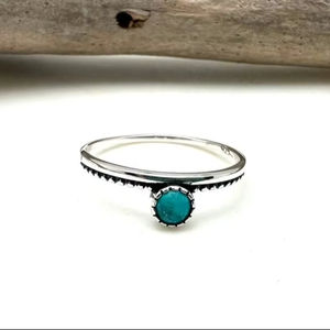 Anillo de piedras preciosas turquesas de Plata de Ley 925, joyería hecha a mano, anillo de estilo bohemio de plata, joyería para mujer, regalo de boda para esposa - Product Image 1
