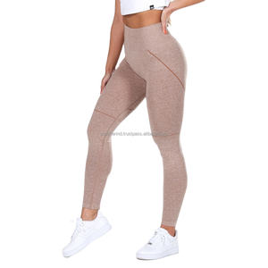 Pantalon de gymnastique taille haute pour femme avec fonction de poussée Legging croisé sans couture pour le yoga et le fitness Motif solide Type de taille moyenne - Product Image 6