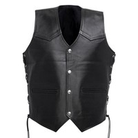 Pro Biker Chaleco de cuero de motocicleta de talla grande con decoración de botones Chaleco clásico transpirable para la temporada de primavera