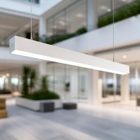 Luminaire suspendu linéaire LED en aluminium de 1200 mm pour espace de bureau et atrium, 6000K, dimmable, pour hall ouvert