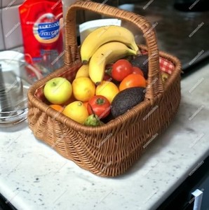 Handmade round Rattan Wicker Woven Baskets with Handle Lovely Bamboo <b>Storage</b> Picnic Decorative Craft for Clothing Use - Product Image 6