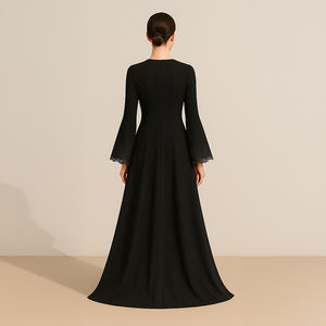 Elegante diseño moderno largo musulmán malasio Abaya para mujeres ropa tradicional islámica Color sólido - Product Image 4