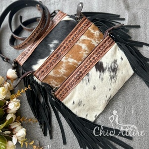 Bolso de mano con flecos de piel sintética para mujer, bolso de cuero con flecos, bandolera de cuero con herramientas coloridas, bolsos cruzados de tamaño Ideal - Product Image 1