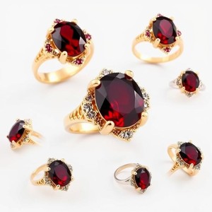 แหวนอินเทรนด์952เงินสเตอร์ลิงสีแดงแหวนเพทายแหวนหมั้นสำหรับผู้หญิงและเด็กผู้หญิงชุบทอง18K - Product Image 6