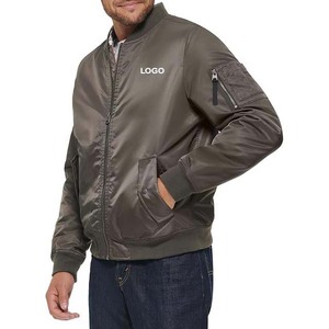 เสื้อแจ็กเก็ตเบสบอลสำหรับผู้ชายสไตล์ไฮสตรีทสไตล์นักศึกษาผ้าซาตินโพลีเอสเตอร์บอมเบอร์ผ้าแคนวาสสำหรับนักเรียนออกแบบโลโก้ได้ตามต้องการ - Product Image 2