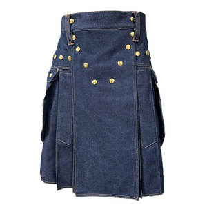 Kilt Utilitario de Mezclilla Resistente Color Azul Marino para Hombre, con Cierre de Hebilla y Lazo Táctico, Kilts 2026 - Product Image 1