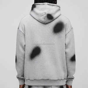 Sweat-shirts à capuche amples à épaules tombantes brodés d'hiver personnalisés, noirs, vaporisés, de haute qualité, 100% coton, style hip-hop - Product Image 2