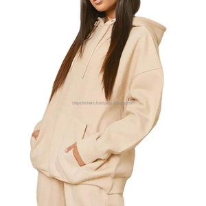 Hot Sale High Quality Custom Long Sleeve Sport <b>Gym</b> Fleece Pullover Plain Crop Top Oversized Women's Hoodies Set - Product Image 5