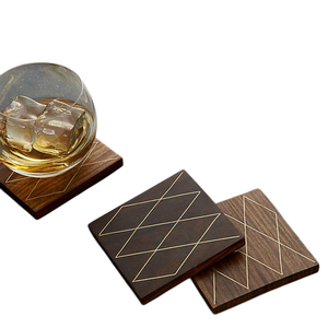 Vente chaude carré noyer fini sous-verres Design contemporain dessus de table verres couverture pour la maison hôtel contemporain tapis tampons - Product Image 5