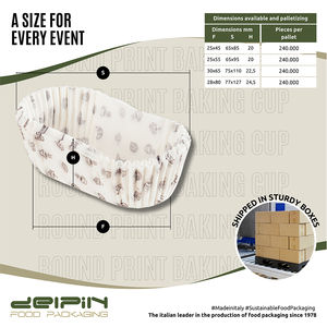 Papel desechable a prueba de grasa personalizable hecho en Italia, ovalado con estampado, taza para hornear blanca, fundas para cupcakes, diferentes tamaños - Product Image 4