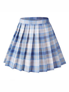 Jupes Courtes en Coton Spandex Khaki en Gros pour Filles d'École Taille Élastique Réglable avec Plis à l'Avant Uniforme Scolaire du Lycée - Product Image 6