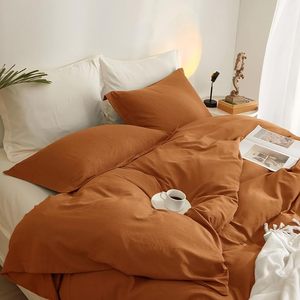 Juego de Funda Nórdica de Algodón Lavado Suave de 200 Hilos Estilo Europeo de Gran Venta, Tamaño Completo, con 2 Fundas de Almohada, Color Óxido, para Hospital, Hogar, Hotel - Product Image 3