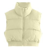 Yüksek Kaliteli OEM Özel Tasarım Moda Kolsuz Su Geçirmez Rahat Şişme Yelek Sonbahar Kadın Şişme Kısa Crop Bubble Puff