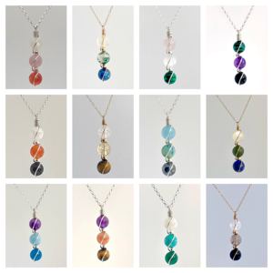 Collar de piedras preciosas de cuentas de bolas de cristales curativos de plata 925-Idea para acuario del zodiaco - Product Image 2