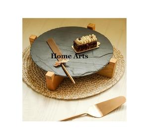 Support à gâteau en marbre de conception fantastique avec support à gâteau en forme de rectangle de qualité supérieure à 4 pieds en métal pour un usage domestique - Product Image 2