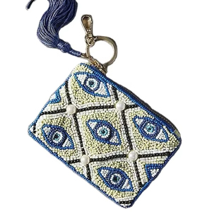 Luxury Fancy Premium Handwork Beaded <b>Square</b> Shape Multi Eye Embroidery Coin Purse Stylish Designer Home Decoration Christmas - Product Image 1