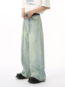 Mid Waist Men <b>Denim</b> <b>Trousers</b> Bulk Supply Straight Leg Fashionable Pants Cotton Fabric With Zipper Closure and Five Pockets - Product Image 5