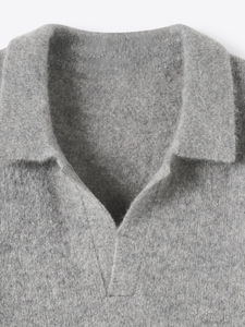 Suéter de Punto para Hombre, Talla Grande, Delgado, 100% Lana, con Cuello Camisero y Logotipo Personalizado en la Parte Delantera - Product Image 5
