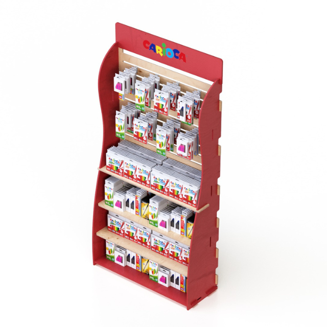 Italian Design Wooden Pencil And Felttip Pens Adjustable Display Stand