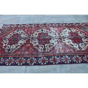 Tapis vintage, grand tapis turc 5,7x10,6 pieds, tapis en laine rouge et bleu à pois - Product Image 4