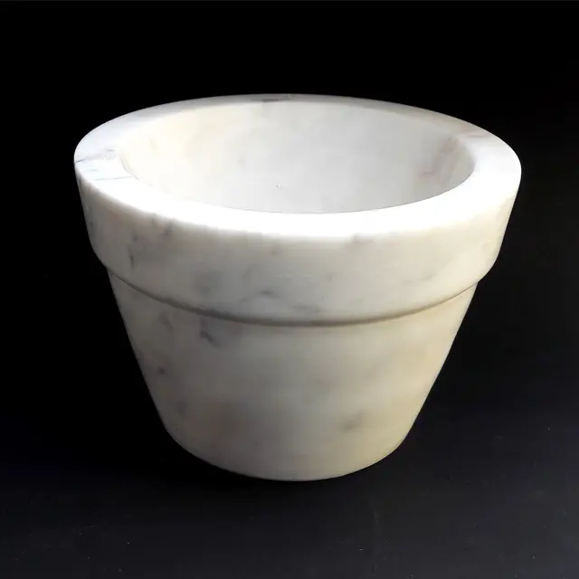 White Marble Pot Planter With Rim Flower Pots and Planters for Gardening Garden Decorative Pot Yellow Sandstone Planter