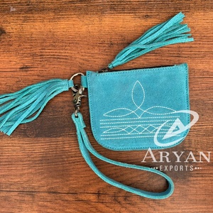 Offre Spéciale botte point daim cuir gland fermeture éclair porte-monnaie en cuir véritable grande capacité changement sac à main poignet Mini femmes portefeuilles - Product Image 1