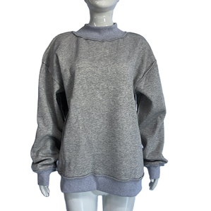 Ropa informal 100% algodón cuello simulado para mujer ligero hombro caído de gran tamaño sólido cuello simulado sudadera OEM - Product Image 4