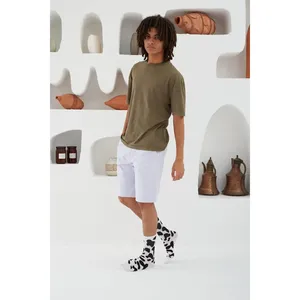 Colorful Sports <b>Socks</b> with Breathable <b>Black</b> Spotted Cow Pattern for Daily Use - Product Image 3