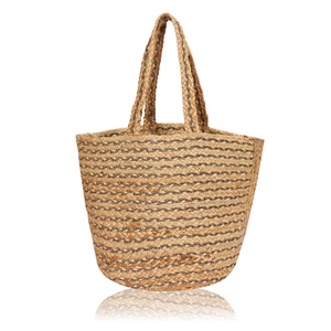 Striped Jute Tote Bag <b>Medium</b> Size Beach Shopping Handbag Rope Handle Eco Friendly Reusable Women's Shoulder <b>Purse</b> Delhi Made - Product Image 3