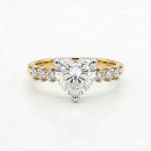 แหวนหมั้นเพชรโมอิสซาไนต์ทรงหัวใจทอง 14K ประดับ 7 เม็ด เครื่องประดับหรูหรา - Product Image 1