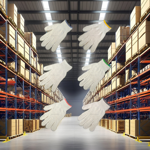 Gants industriels en coton/polycoton tricotés, 7 jauges, blanc naturel, antidérapants et anti-vibrations, longueur 26 cm, Indonésie - Product Image 1