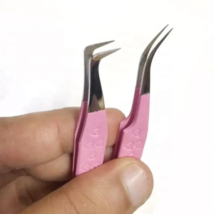 Pinzas para pestañas con punta de fibra y logotipo impreso al por mayor, pinzas de extensión de pestañas con etiqueta privada personalizada de 45, 75 y 90 grados - Product Image 1