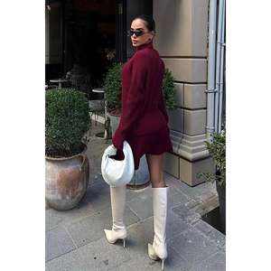 Conjunto de Falda y Suéter para Mujer Ivan 9495-09, Cuello Alto, Tejido con Diseño Acanalado - Product Image 6