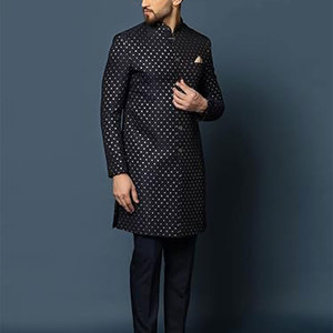 Diseñador bordado hombres seda Sherwani personalizado estilo étnico para boda y fiesta mejor precio al por mayor - Product Image 6