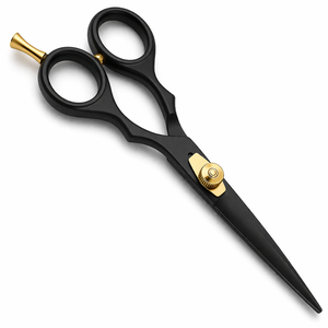 Ciseaux de coiffure noirs de qualité supérieure, 6,5 pouces, en acier inoxydable, avec vis dorée, outil professionnel de salon, OEM - Product Image 1