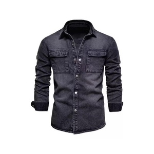 <b>Men</b> Denim Shirt <b>Jacket</b> Cotton <b>Utility</b> Over Shirt Button Down Casual Workwear Layering Shirt Oem Custom Wholesale Supplier <b>Jacket</b> - Product Image 3