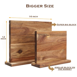 Bloque de cuchillos magnético de 14x10 pulgadas, estante magnético de doble cara para cuchillos, soporte de almacenamiento de cuchillos magnéticos de madera de acacia - Product Image 4
