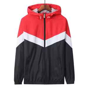 Veste coupe-vent d'automne au design nouveau, à capuche, patchwork, coupe-vent, sport, course à pied, toile pour homme, col montant, devant - Product Image 3