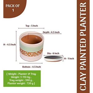 Elegant Cylinder <b>Terracotta</b> Pink Painted <b>Flower</b> <b>Pot</b> with Bottom Tray for Plants & Container Gardens - Product Image 5