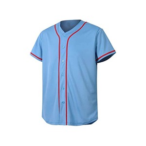Camiseta de Béisbol con Botones, Manga Corta, Cuello en V, Ribete Decorativo, Color Sólido, Uniforme de Equipo, Sublimación, Naranja Azul - Product Image 1