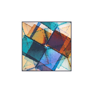 Turquoise Polyester Twill <b>Square</b> <b>Scarf</b> with Geometric Pattern - Product Image 1