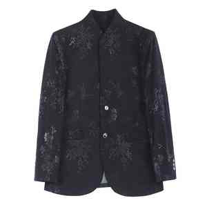 Blazer pour homme de haute qualité, simple boutonnage, 100% coton, décontracté chic, col montant, coupe ajustée - Product Image 3