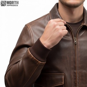 Chaqueta de cuero de vaca personalizada de alta calidad para hombre, de invierno con múltiples bolsillos estilo informal, cremallera transpirable, venta al por mayor Oem - Product Image 6